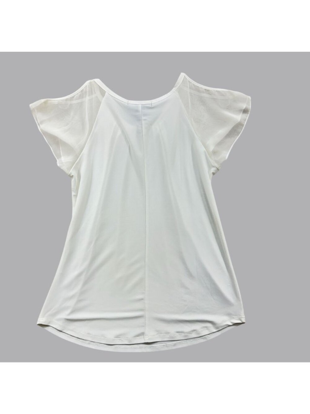 Liz McCoy White Cold Shoulder Sheer Sleeve Blouse Women Size Small Keyhole Top - Picture 2 of 8